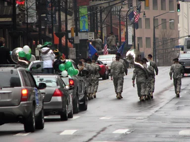 Free Stock Photo: A military marching band in the 2009 Atlanta Saint Patricks Day Parade