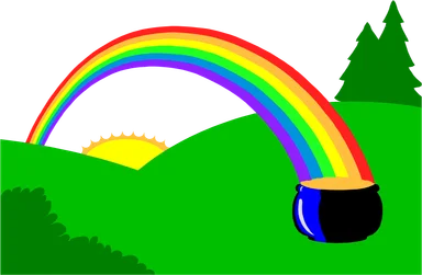 Free Stock Photo: Illustration of a pot of gold at the end of a rainbow