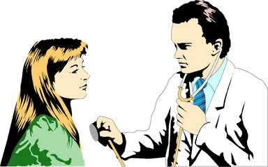 Free Stock Photo: Illustration of a doctor and a young female patient