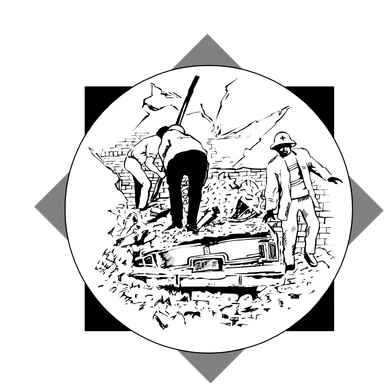 Free Stock Photo: Illustration of men cleaning up a distaster