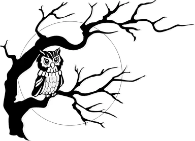 Free Stock Photo: Illustration of an owl in a tree in front of the moon
