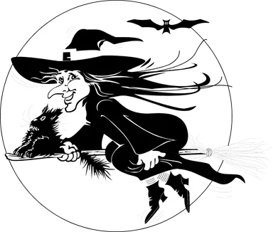 Free Stock Photo: Illustration of a witch flying on her broomstick