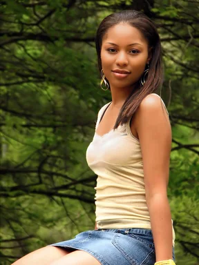 Free Stock Photo: A beautiful African American teen girl posing in the woods