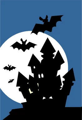 Free Stock Photo: Illustration of a haunted house with bats