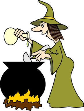 Free Stock Photo: Illustration of a witch cooking with a cauldron