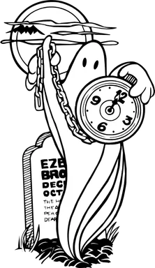 Free Stock Photo: Illustration of a ghost rising from a grave with a watch