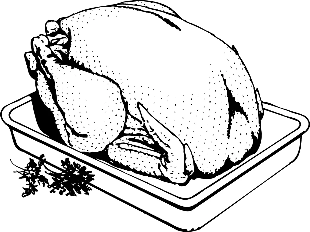 Illustration of a turkey cooking in a pan : Free Stock Photo