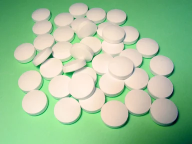 Free Stock Photo: Round, biconvex white tablets