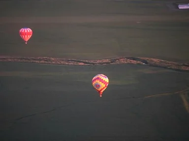 Free Stock Photo: Hot air balloons flying over a field