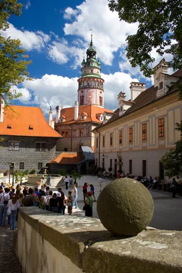 Free Stock Photo: A beautifully painted tower in Cesky Krumlov town