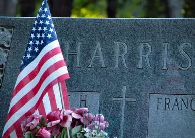 Free Stock Photo: Head stone with US flag