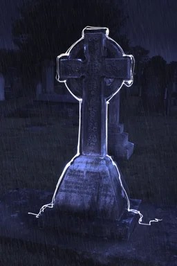 Free Stock Photo: A grave stone with a white outline