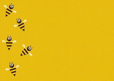 Free Stock Photo: Cartoon bees on a honeycomb background