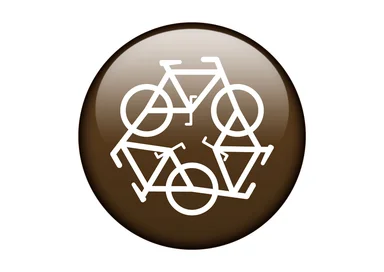 Free Stock Photo: A brown recycling symbol of bicycles on a white background