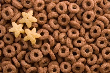 Free Stock Photo: Close-up of chocolate ring breakfast cereal with star shapes