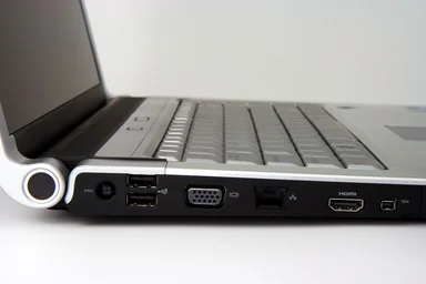 Free Stock Photo: Side view of a laptop isolated on a white background