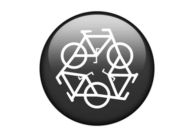 Free Stock Photo: A recycling symbol of bicycles on a white background