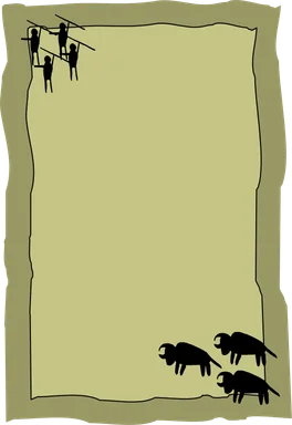 Free Stock Photo: Illustration of a blank frame border with prehistoric cave drawings