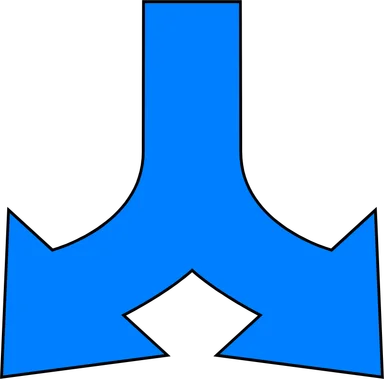 Free Stock Photo: Illustration of a blue split down arrow