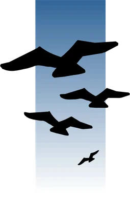 Free Stock Photo: Illustration of bird silhouettes flying against a blue sky