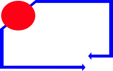 Free Stock Photo: Illustration of a blank frame border with blue arrows and a red circle