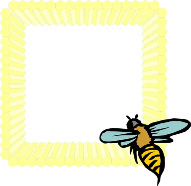 Free Stock Photo: Illustration of a blank honeycomb frame with a bee