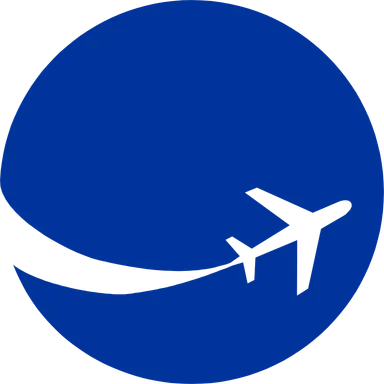 Free Stock Photo: Illustration of an airplane silhouette on a blue circle