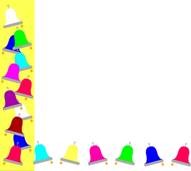 Free Stock Photo: Illustration of a lower left frame corner with colored bells