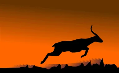 Free Stock Photo: Illustration of a jumping deer or antelope silhouette