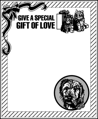 Free Stock Photo: Illustration of a blank gift card with dogs and cats