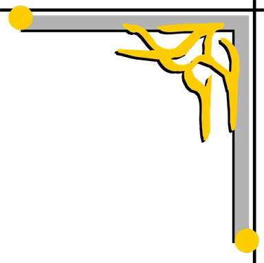 Free Stock Photo: Illustration of a gray and yellow upper right frame corner