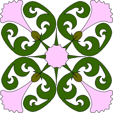 Free Stock Photo: Illustration of purple flowers and green leaves in an abstract design