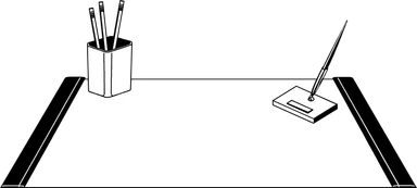 Free Stock Photo: Illustration of a desk blotter with pens and pencils