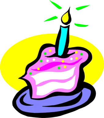 Free Stock Photo: Illustration of a slice of birthday cake with a candle