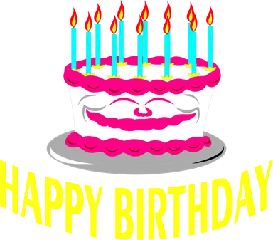 Free Stock Photo: Illustration of a birthday cake and happy birthday text