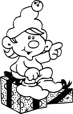Free Stock Photo: Illustration of a Christmas elf sitting on presents