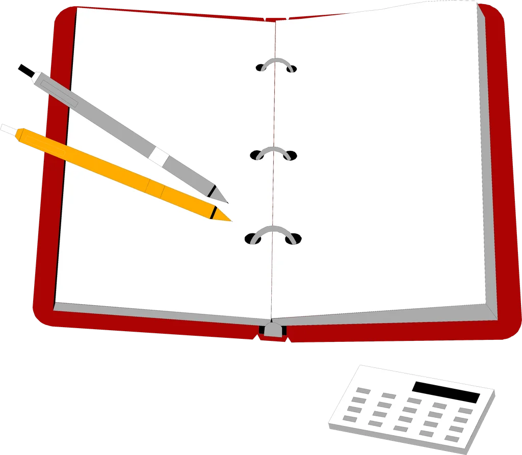 Illustration of an organizer with pens and a calculator : Free Stock Photo
