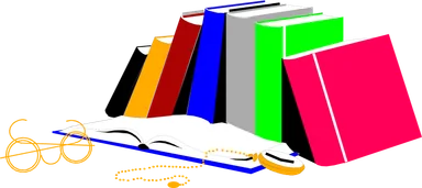 Free Stock Photo: Illustration of a stack of books and reading glasses