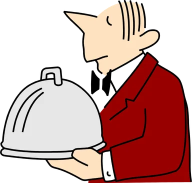 Free Stock Photo: Illustration of a waiter carrying a covered dish