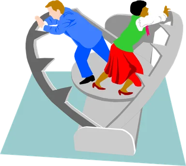 Free Stock Photo: Illustration of a man and woman trapped in a trap