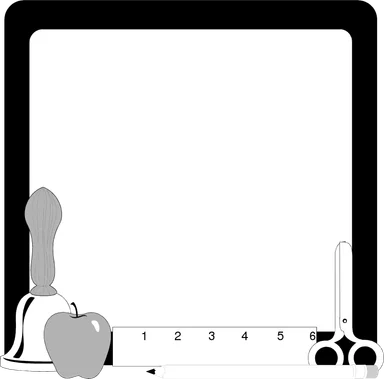 Free Stock Photo: Illustration of a blank frame border with school supplies