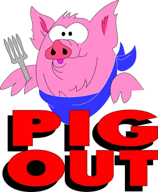 Free Stock Photo: Illustration of a pig and pig out text