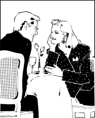Free Stock Photo: Illustration of a couple having a romantic dinner