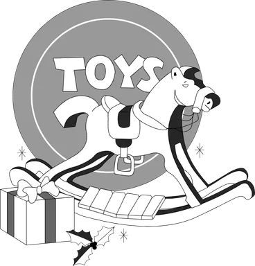Free Stock Photo: Illustration of a toy rocking horse and presents