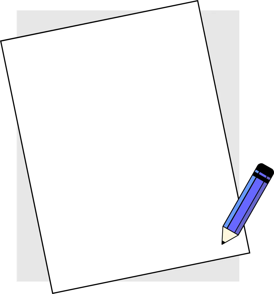 Illustration of a balnk paper with a blue pencil : Free Stock Photo