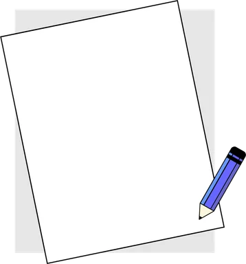Free Stock Photo: Illustration of a balnk paper with a blue pencil