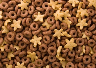 Free Stock Photo: Close-up of round and star shaped breakfast cereal
