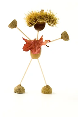 Free Stock Photo: A man made of acorns isolated on a white background