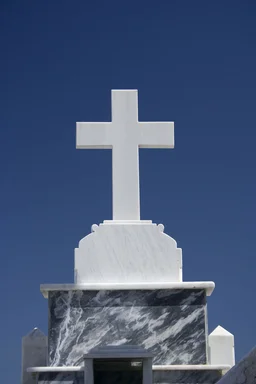 Free Stock Photo: A white cross on top of a church