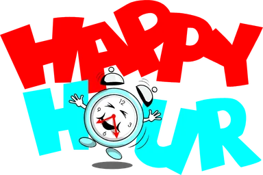 Free Stock Photo: Illustration of a dancing clock with happy hour text